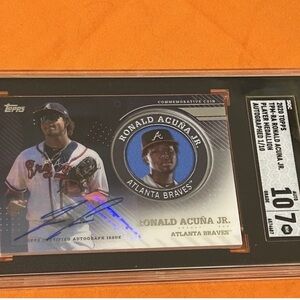 Topps Baseball 2020 Series 2 Ronald Acuña Jr 1/10 Autographed SGC Graded